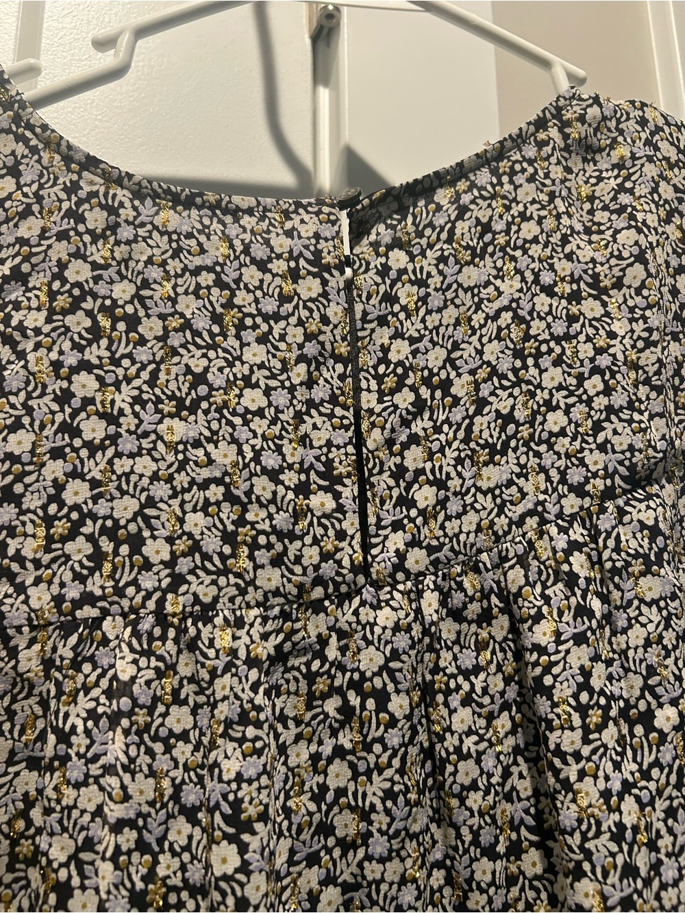 J. Crew Silk Black and White Floral Short-Sleeve Blouse - Picture 5 of 6